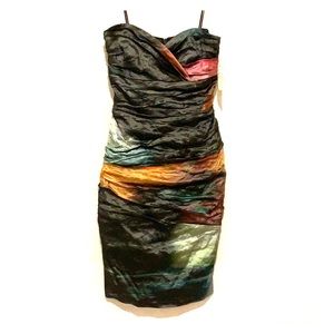 Nicole Miller Strapless Crinkle Ombré Print Sz 2